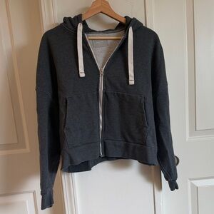 Everlane Dark Gray Zip-Up Hoodie cropped